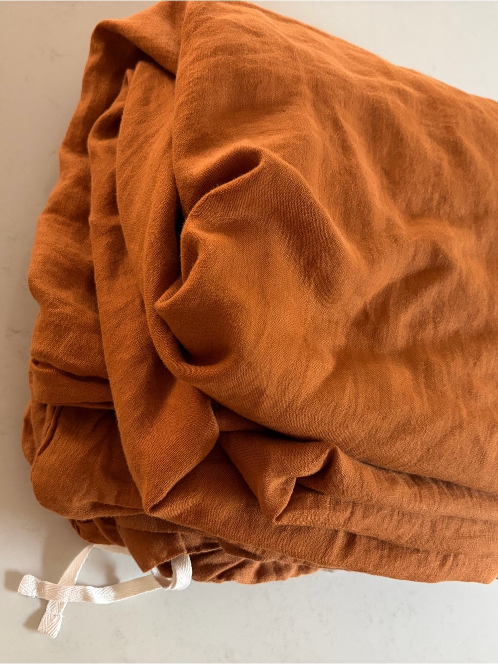 Quince Linen Duvet Cover and Standard Shams in Terracotta - Picture 6 of 9